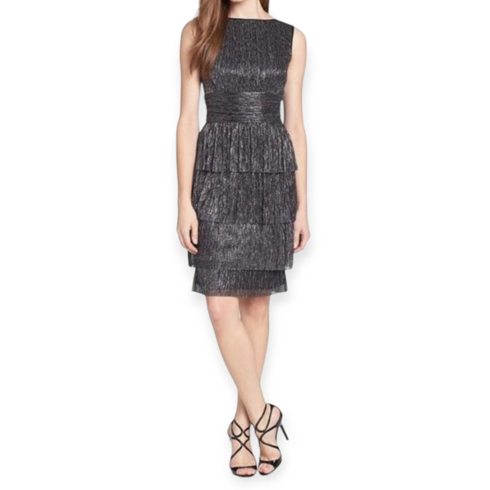 MAGGY LONDON Metalic Chic Tier Sleeveless Dress 6‎
